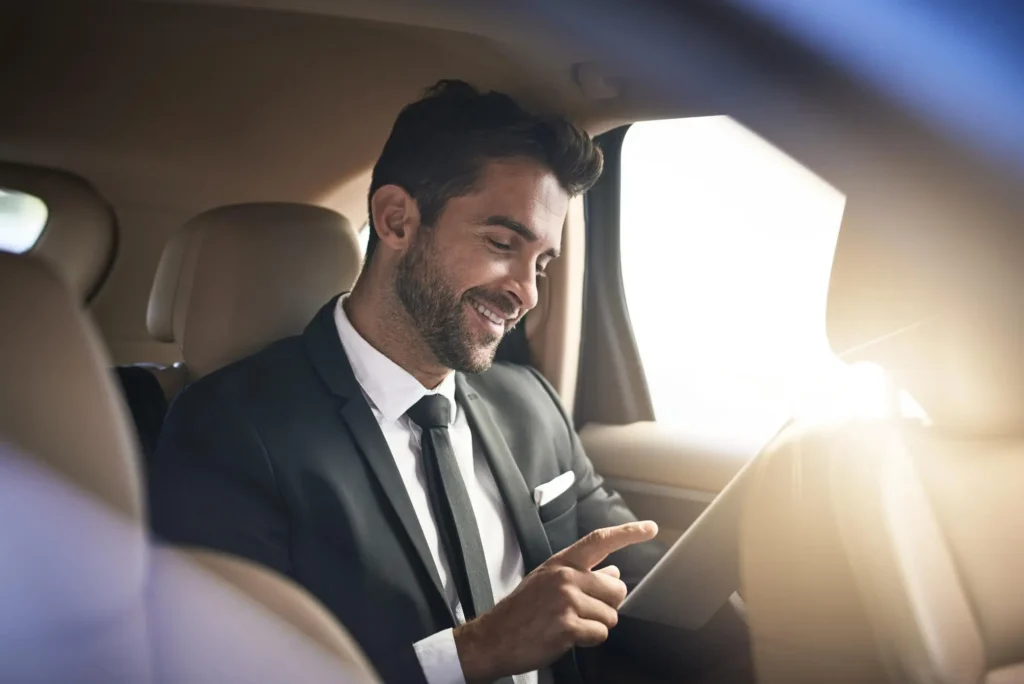 Employee in a corporate cab