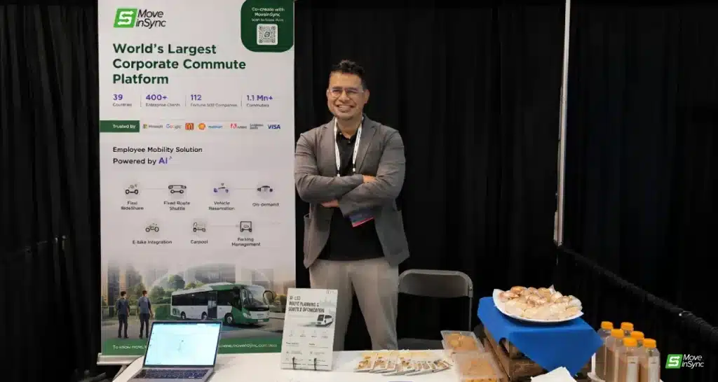 Shobhit at MoveInSync booth during the ATC conference